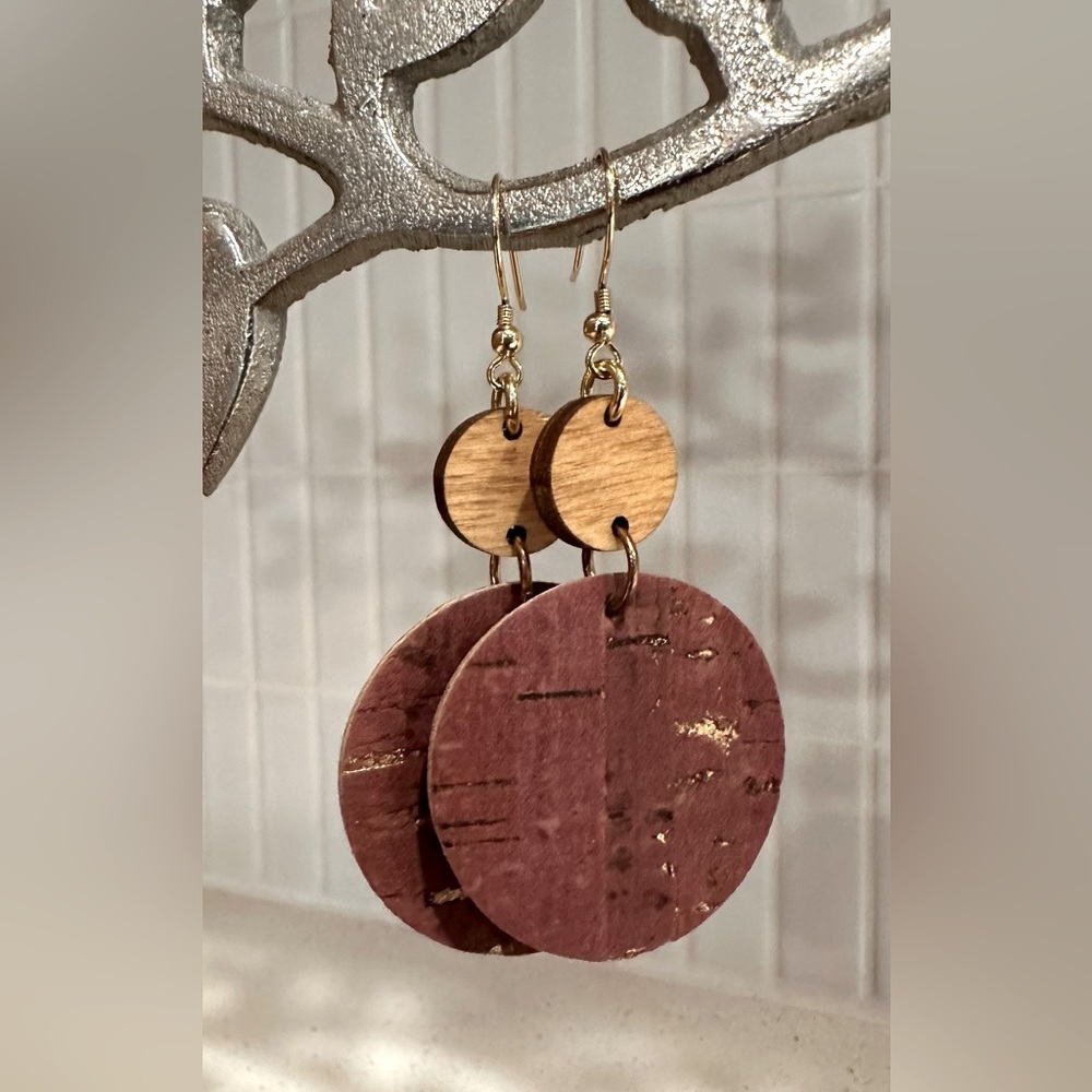 Unique wood and cork earrings